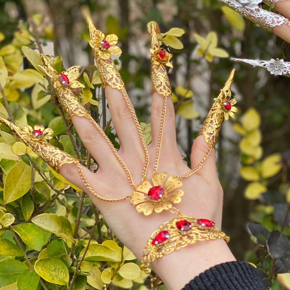 Handmade arm bracelet in gold color, made by me